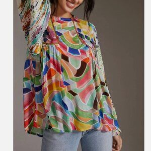 ANTHROPOLOGIE Bl-nk London Miranda Peasant Blouse Size XXS
